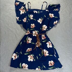 Haute Monde Blue and White Ruffled Smocked Sundress